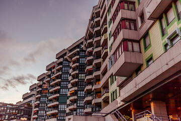 GENEVA, SWITZERLAND - February 20, 2022: Condominium and apartment building with a modern...