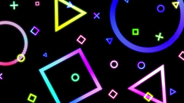 Colorfully glowing shape animation. seamless abstract background