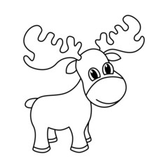 Cute deer cartoon coloring page illustration vector. For kids coloring book.