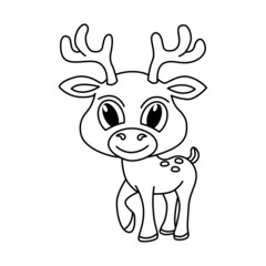 Cute deer cartoon coloring page illustration vector. For kids coloring book.