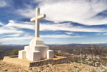 The Cross at the top of the Way of the Cross hill in Medjugorje, Bosnia and Herzegovina