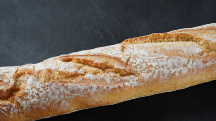 White french baguette or bread roll closeup, traditional food