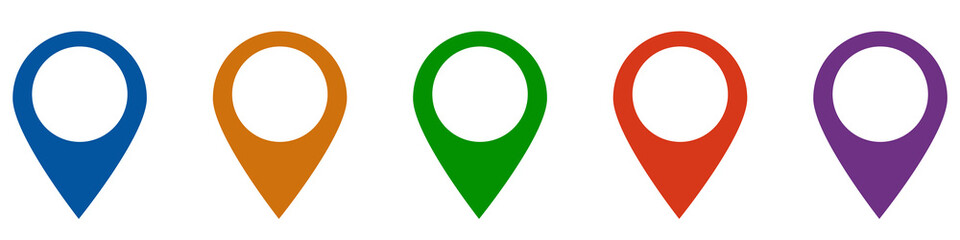 Location pointer icon set.  Map pins set. GPS location flat symbol – vector.  eps10