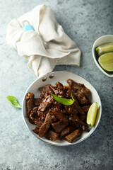 Stir fry beef with fresh lime