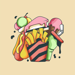 Summer food art design illustration