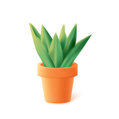 Snake plant in the pot. Realistic colorful houseplants in plastic 3d style on a white background. Vector illustration