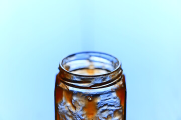 empty jar apricot jam peaches open sweet breakfast