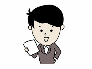 資料 パンフレット　案内をするビジネスマン