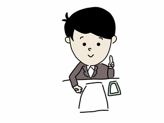 コンサルタント 営業スタッフが説明　案内するビジネスマン　指さし右