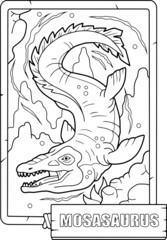 prehistoric dinosaur mosasaurus, coloring book for children, outline illustration - 510236359