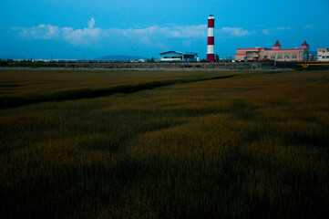 Fototapeta na wymiar Taiwan, Taichung, West Coast attractions, Gaomei wetlands, parks, chimneys