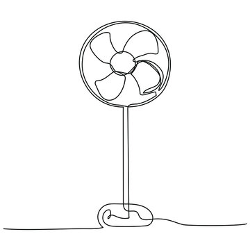 recommend clip art: Continuous one line drawing of standing fan. Vector illustration on isolated background