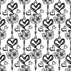 Vector illustration. Fountain pen hand, write in ink. Handmade,  light  background, seamless pattern