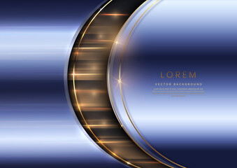 Luxury 3D gold border blue circles with glow lighting effect on soft blue background. Luxury premium concept.