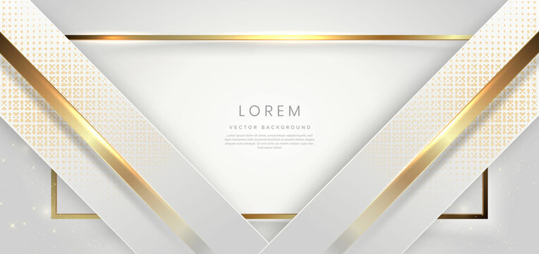Abstract luxury white background. White geometric diagonal shape with lighting effect and sparkle with copy space for text. Luxury frame design style.