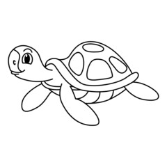 Cute turtle cartoon coloring page illustration vector. For kids coloring book.