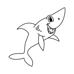 Cute shark cartoon coloring page illustration vector. For kids coloring book.