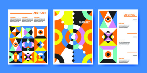 Colorful Abstract Geometric Design Illustration Poster Set  
