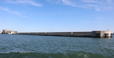 Obraz premium Wide Dam of the Mose Project near Venice Island in Italy in Europe and the Adriatic Sea