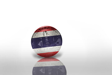 bitcoin with the national flag of thailand on the white background. bitcoin mining concept.