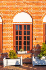 Facades of history buildings on Old Town Gdansk