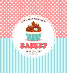 Bakery cupcake banner, poster design. 