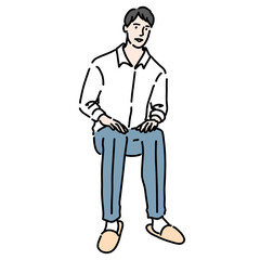 座っている若い男性