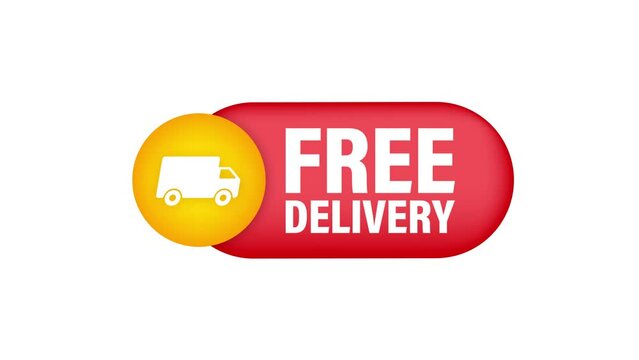 Free delivery. Badge with truck. Price tag. Motion graphics . 4k