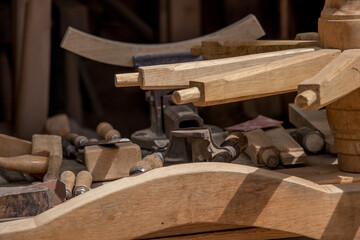 manufacturing   of a historical old wooden wheel  CARRIAGE WHEEL
