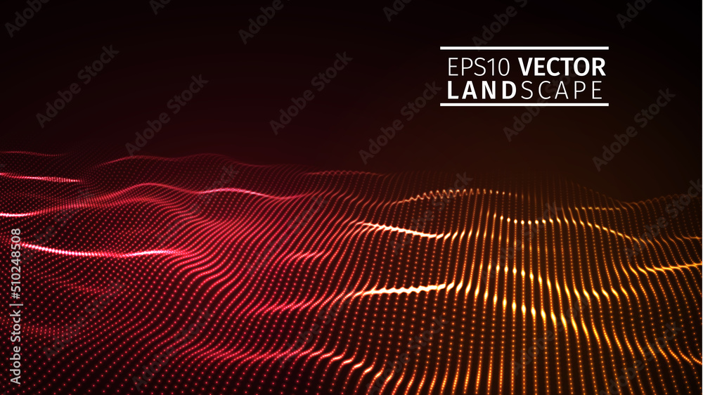 Canvas Prints red abstract wave. technology background. eps 10