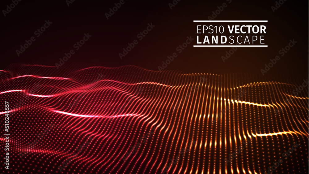 Canvas Prints red abstract wave. technology background. eps 10