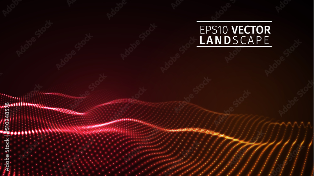 Canvas Prints red abstract wave. technology background. eps 10