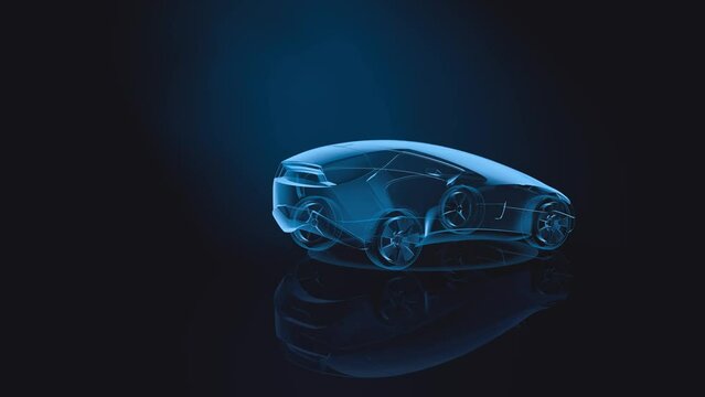 Future blue x-ray concept car. 3d rendering