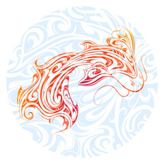 Decorative drawing with koi fish