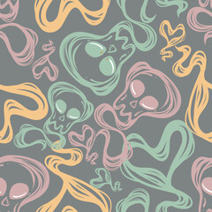 Vector illustration. Fountain pen hand, write in ink. grey background, seamless pattern, postcard, handmade