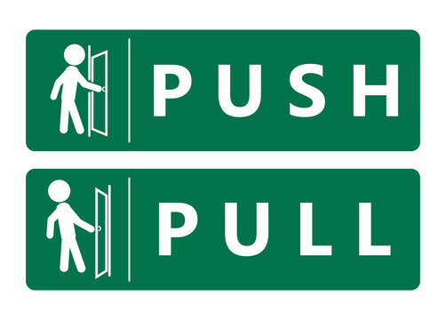 Push Pull Door Sign/Sticker SELF Adhesive 180mm X 90mm ...