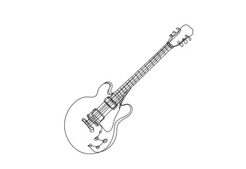 Obraz na płótnie Canvas Electric guitar , continuous line drawing, vector illustration.