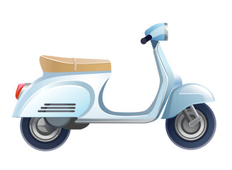 Vintage scooter isolated, vector illustration.