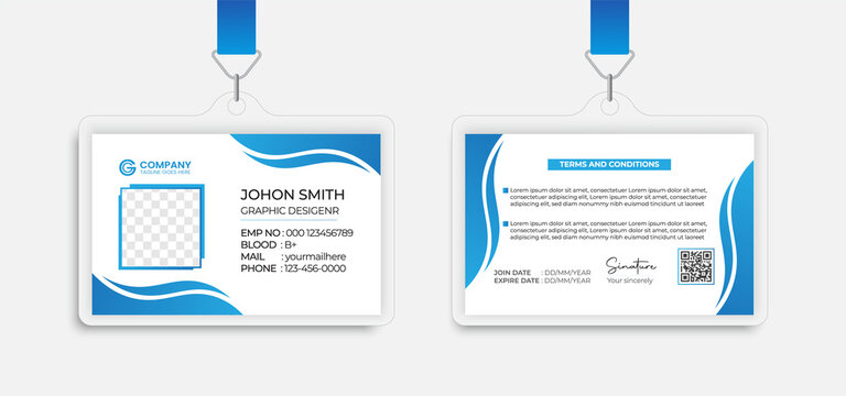 Modern Identity Employee Abstract professional, corporate office Id card design, Simple and Clean ID Card Design Template