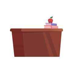 school desk with books