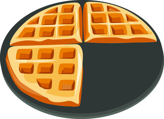 piece of round waffle without topping chocolate breakfast, brunch