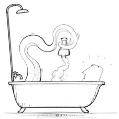 Giant Tentacle surprises man in bath tub