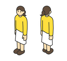 アイソメの全身イラスト素材