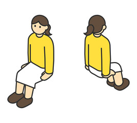 アイソメの全身イラスト素材