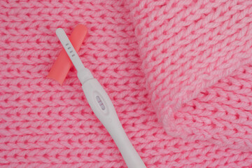 Pregnancy test device to determine a pregnant woman. and Health concept. 