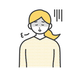 倦怠感がある女性のイラスト素材