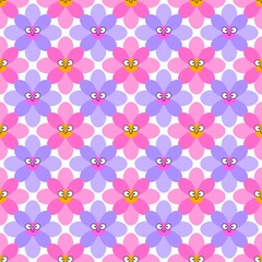 Simple cartoon seamless flower pattern for fabrics and textiles and packaging and wrapping paper and kids