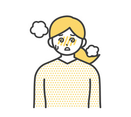 高熱を出す女性のイラスト素材