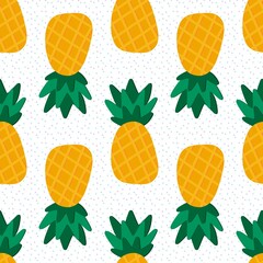 Summer fruit seamless cartoon pineapples pattern for fabrics and textiles and packaging and wrapping paper and notebooks