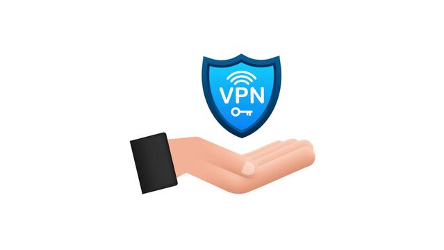 Secure VPN connection concept with hands. Hnads holding vpn sign. Virtual private network connectivity overview. Motion graphics 4k